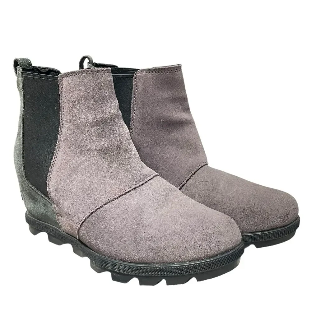 SOREL Joan of Arctic Wedge II Chelsea Boot Suede Purple Sage Size 10 NL3343-574